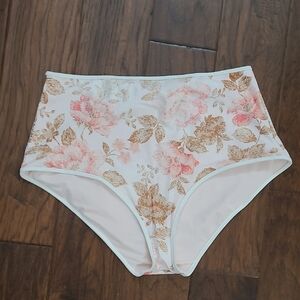 NWOT Aerie Light Pink Floral High-Waisted Full Coverage Bikini Bottom size XL
